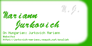 mariann jurkovich business card